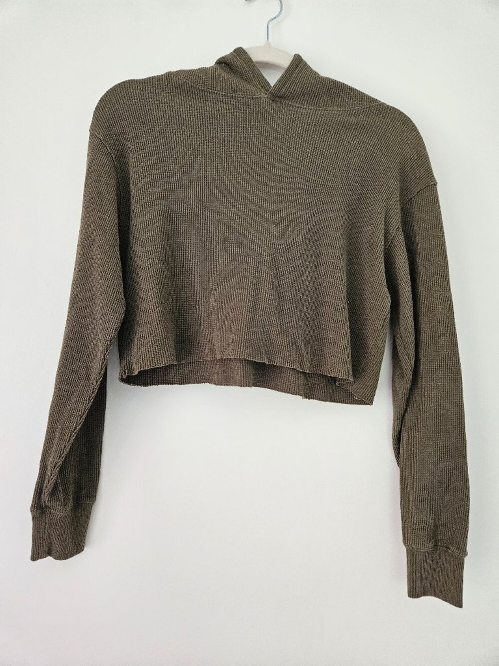 Bluenotes Khaki Green Hooded Crop Top Size M